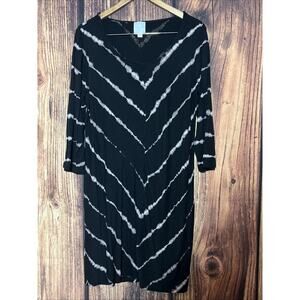 Sunday Anthropologie Dress Sz XL Black Round Neck Midi Stretchy